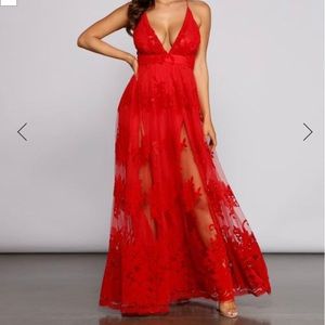 Bright Red Velvet Dress